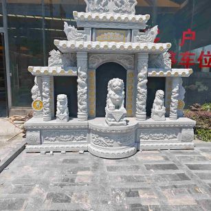 吐鲁番芝麻白中国黑石材套墓 花岗岩墓碑
